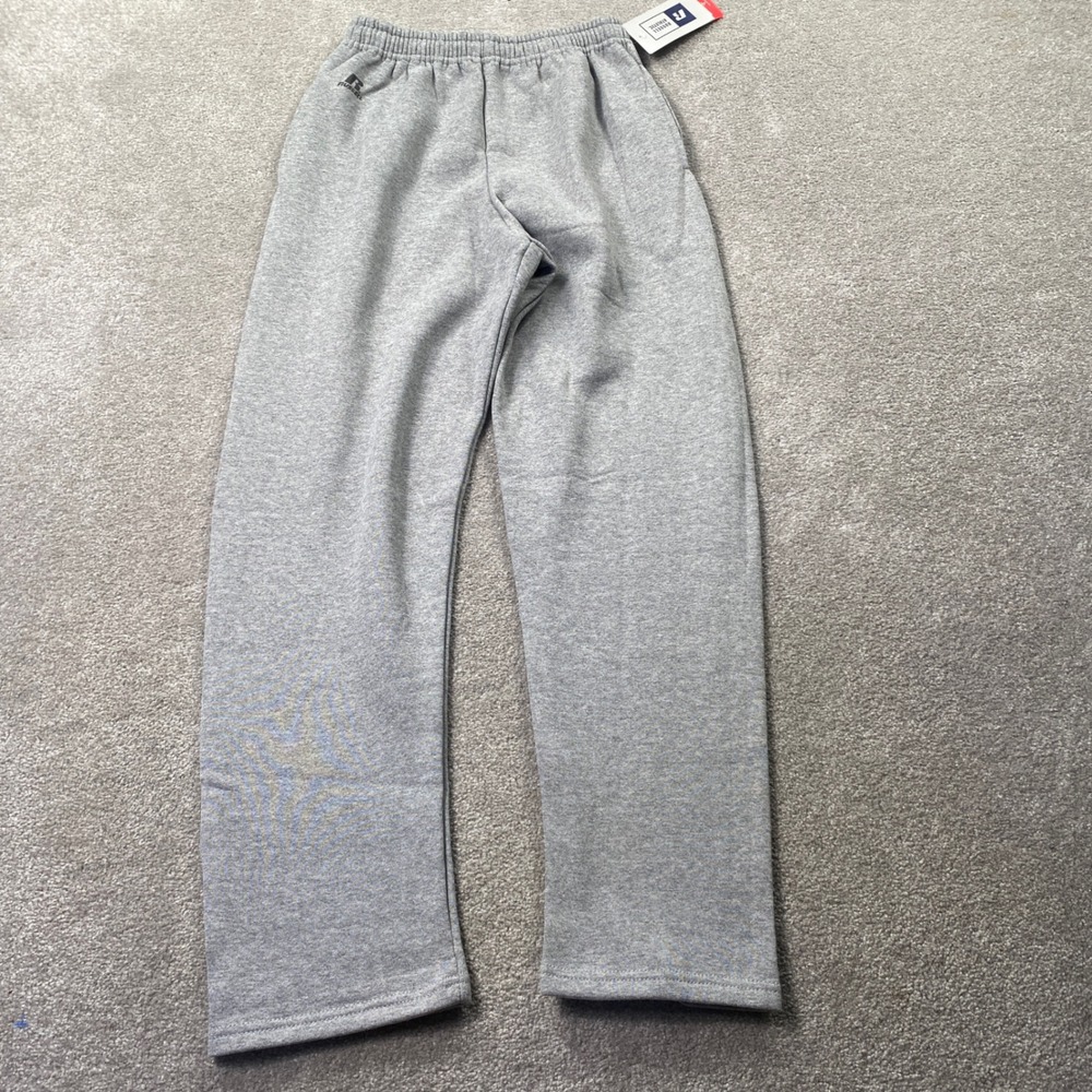 Russell Athletic Sweatpants Mens S Gray Dri-Power Open Bottom Fleece Pants